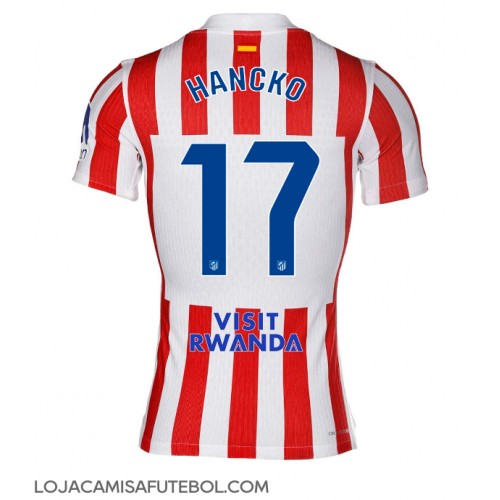 Camisa de Futebol Atletico Madrid David Hancko #17 Equipamento Principal 2025-26 Manga Curta Camisa de Futebol Atletico Madrid David Hancko #17 Equipamento Principal 2025-26 Manga Curta